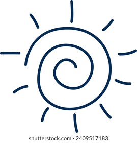 Sun Drawn Doodle Vector Illustration