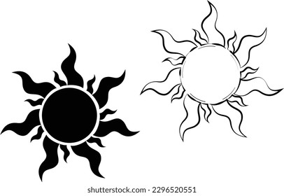 A sun drawn in the form of an outer frame that shows its scattered rays