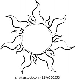 A sun drawn in the form of an outer frame that shows its scattered rays