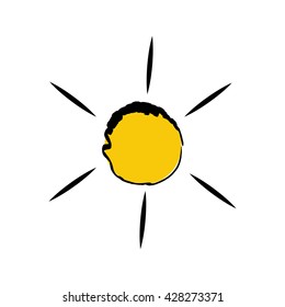 Sun drawn in pencil. vector icon