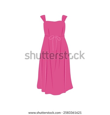 Sun Dress, Summer Flat Vector Illustration. Isolated