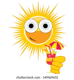 sun drink cocktail color vector illustration