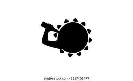 the sun drinks from a bottle, high quality vector