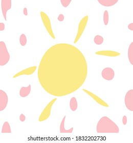 Sun and drops, seamless pattern, vector