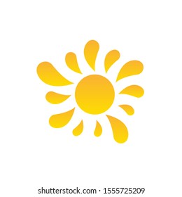 Sun drop-shaped rays yellow color flat style