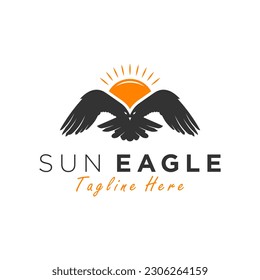 sun eagle vector illustration logo design
