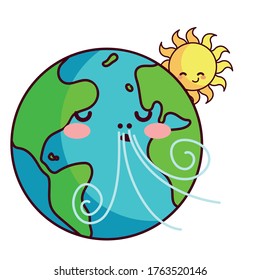 sun and earth happy accompanied vector illustration desings
