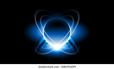 Sun Eclipse Blue Color Fire Dark Background Vector Moon Design Style Space Science Glow Light