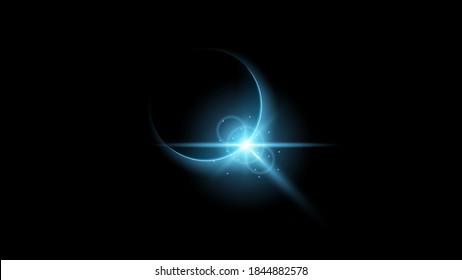 Sun Eclipse Color Fire Dark Background Vector Moon Design Style Space Science Glow Light