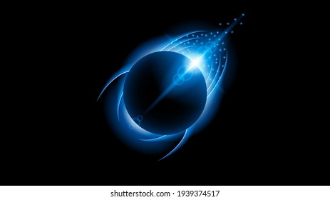 Sun Eclipse Color Fire Dark Background Vector Moon Design Style Space Science Glow Light