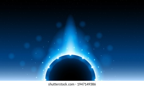 Sun Eclipse Color Fire Dark Background Vector Moon Design Style Space Science Glow Light