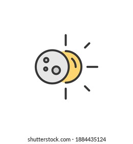 Sun eclipse. Filled color icon. Weather vector illustration