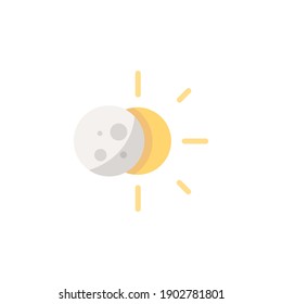 Sun eclipse. Flat icon. Isolated weather vector illustration