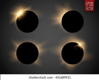 Sun eclipse isolated on transparent background. Vector