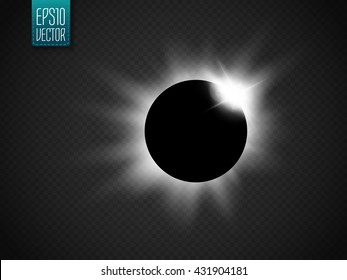 Sun eclipse isolated on transparent background. Vector illustration