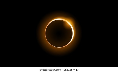 Sol Eclipse Orange Fire Oscuro Fondo Vector Moon Diseño Estilo Espacio Ciencia Luz brillante