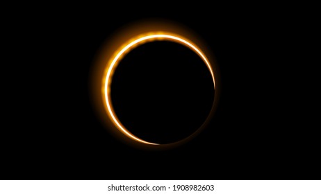 Sun Eclipse Orange Fire Dark Hintergrund Vector Moon Design Style Space Science Glow Light