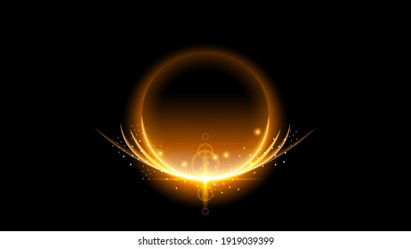 Sun Eclipse Orange Fire Dark Hintergrund Vector Moon Design Style Space Science Glow Light