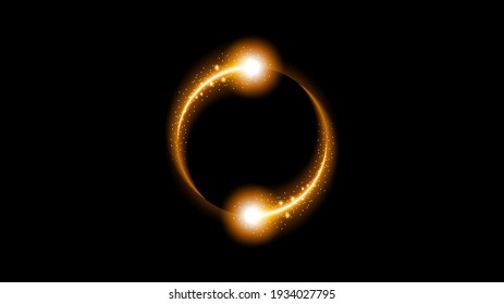 Sun Eclipse Orange Fire Dark Background Vector Moon Design Style Space Science Glow Light