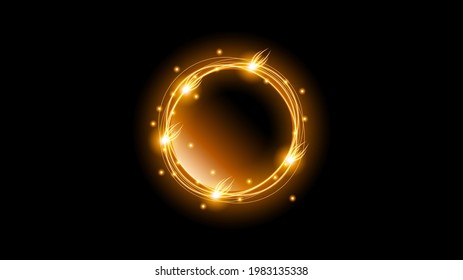 Sun Eclipse Orange Fire Dark Background Vector Moon Design Style Space Science Glow Light