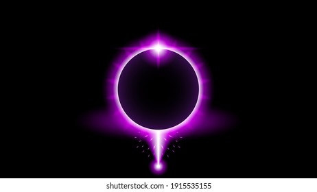Sun Eclipse Pink Fire Dark Background Vector Moon Design Style Space Science Glow Light