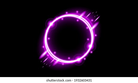 Sun Eclipse, Pink Fire Dark on Background, Vector Moon Design. Glowing Light Style Space Science concept