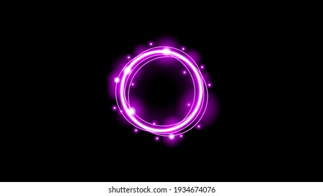 Sun Eclipse Pink Fire Dark Background Vector Moon Design Style Space Science Glow Light