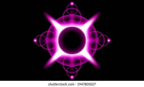 Sun Eclipse Pink Fire Dark Background Vector Moon Design Style Space Science Glow Light