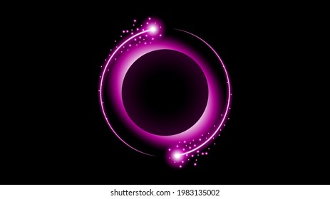Sun Eclipse Pink Fire Dark Background Vector Moon Design Style Space Science Glow Light