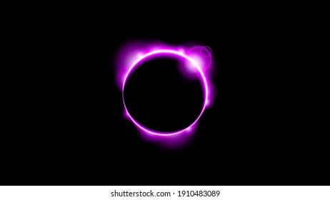 Sun Eclipse Purple Fire Dark Background Vector Moon Design Style Space Science Glow Light