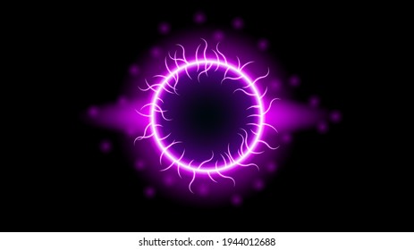 Sun Eclipse Purple Fire Dark Background Vector Moon Design Style Space Science Glow Light