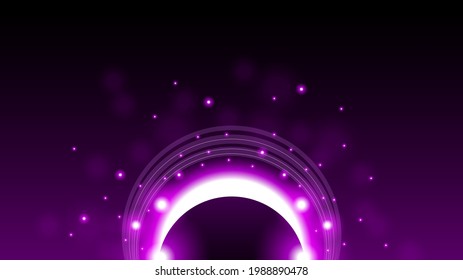 Sun Eclipse Purple Fire Dark Background Vector Moon Design Style Space Science Glow Light