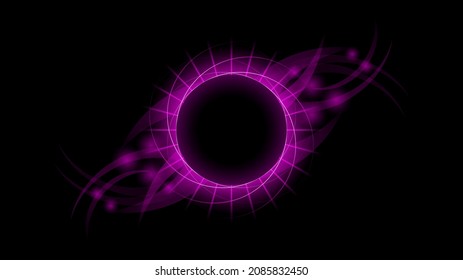 Sun Eclipse Purple Fire Dark Background Vector Moon Design Style Space Science Glow Light