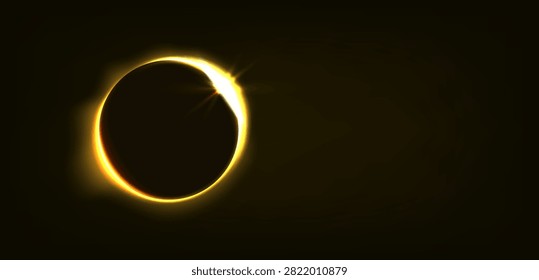 Sun Eclipse. Solar or moon eclipse with blur spark effect and lens flare. Black sky.