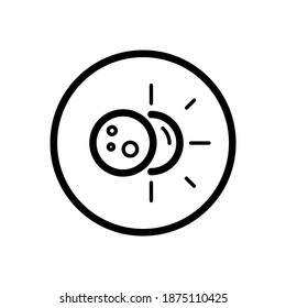 Sun eclipse. Weather icon in a circle. Isolated vector illustration