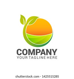 Sun eco plant image. Concept of ecology, green life, energy viable. Vector icon.EPS 10.