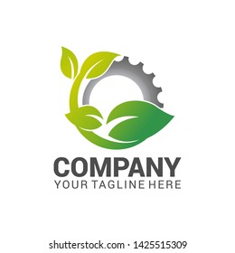 Sun eco plant image. Concept of ecology, green life, energy viable. Vector icon.EPS 10.
