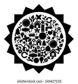 Sun with ecology icons