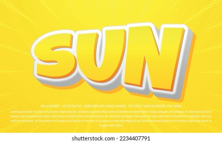 Sun editable text effect template with 3d style use for logo and business brand