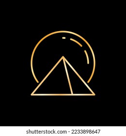 Sun with Egyptian Pyramid vector Egypt History concept outline colorful icon on dark background