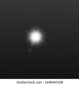 Sun or electric bulb flash light 3d realistic effect vector illustration isolated on transparent background. Abstract round glowing and blurred sunlight flare layout.