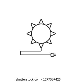 Sun with electric plug icon. Simple outline vector of Sustainable Energy set icons for UI and UX, website or mobile application