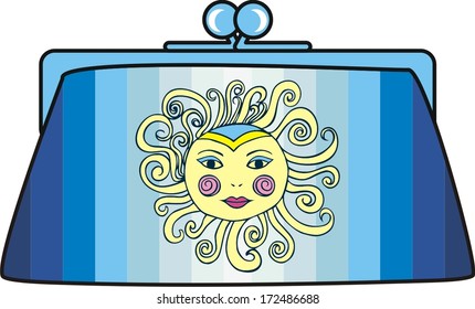 Sun elegant women clutch (abstract vector art illustration)
