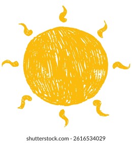 Zon Element Geïsoleerd op Witte achtergrond. Leuk natuur zomer element. Zon, warmte-icoon met stralen