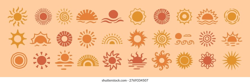 Sun Emblem Collection Set Abstract