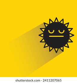 sun emoji with shadow on yellow background