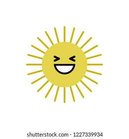 sun emoticon child cute vector illustration concept design