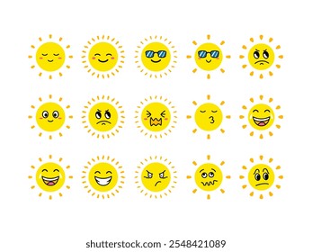 Sun Emoticon Design Element Set 