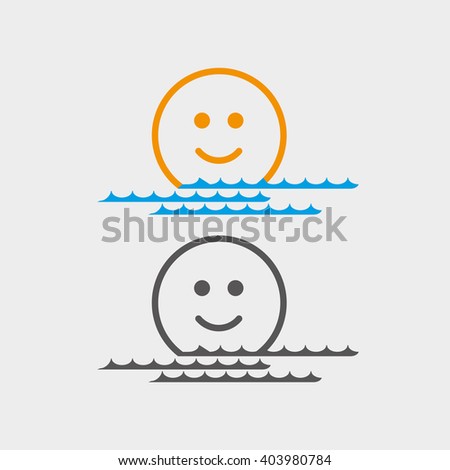 sun emoticon on blue