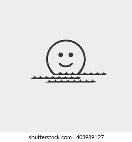 sun emoticon on ocean wave